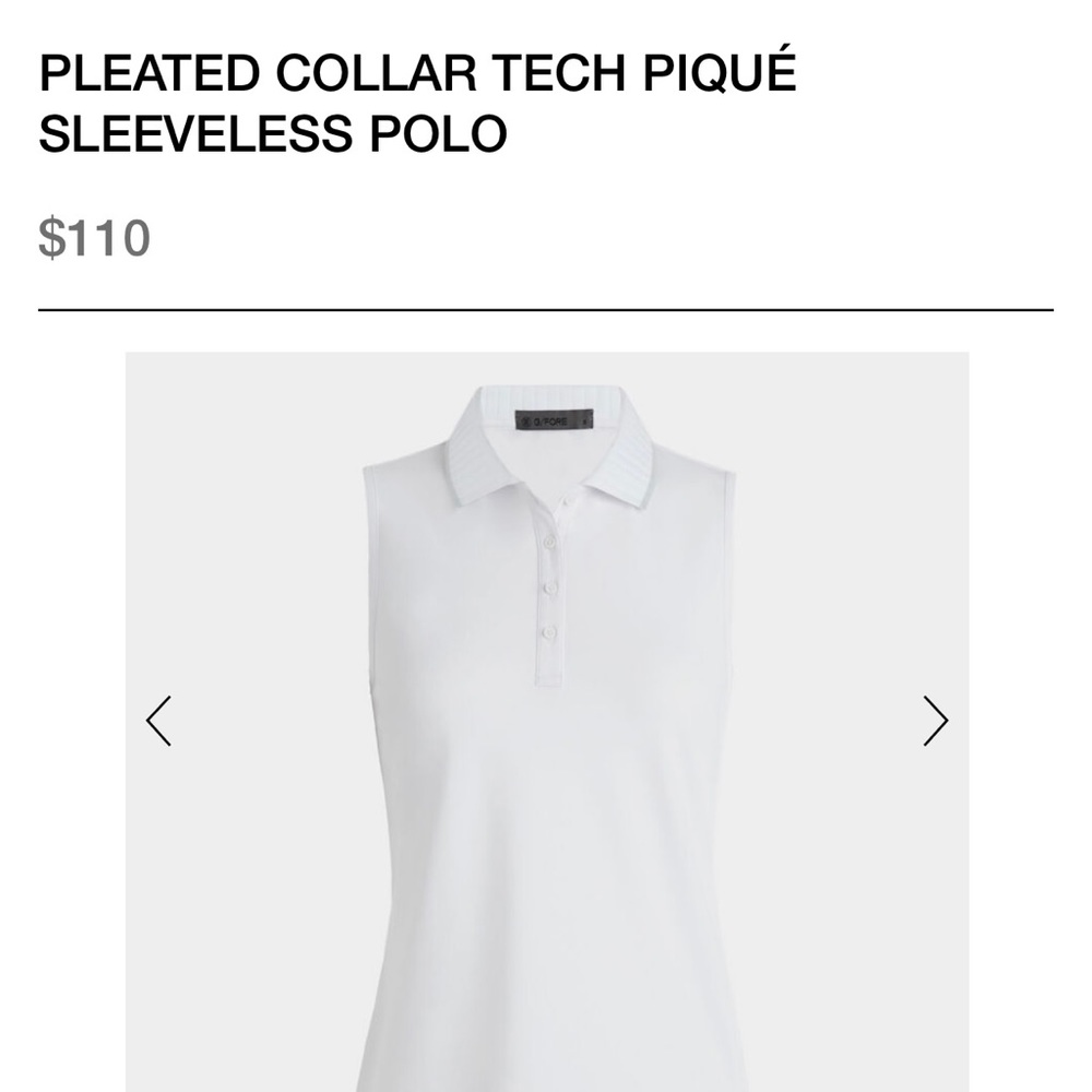 New Without Tags G/FORE PLEATED COLLAR TECH PIQUÉ SLEEVELESS POLO XS